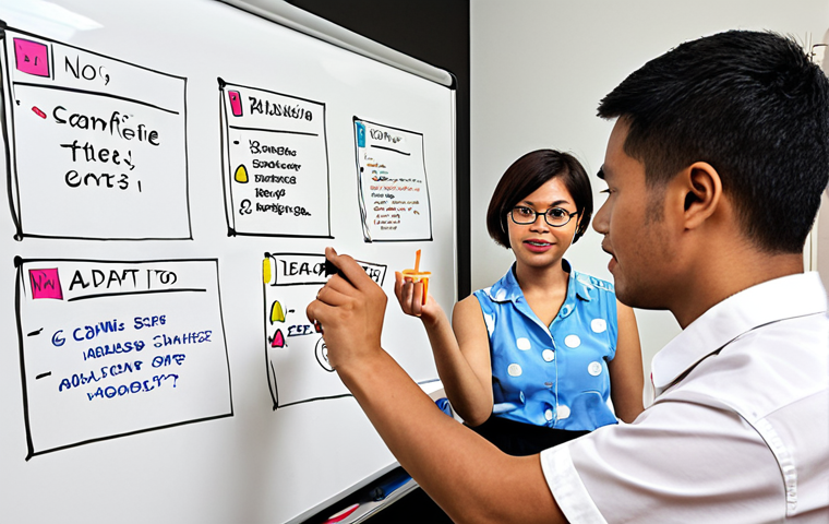 **
"Brainstorming session, diverse team, SCAMPER technique listed (Substitute, Combine, Adapt, Modify, Put to other uses, Eliminate, Reverse), whiteboard with ideas, collaborative atmosphere, emphasis on gamification concept, Malaysian context."
**